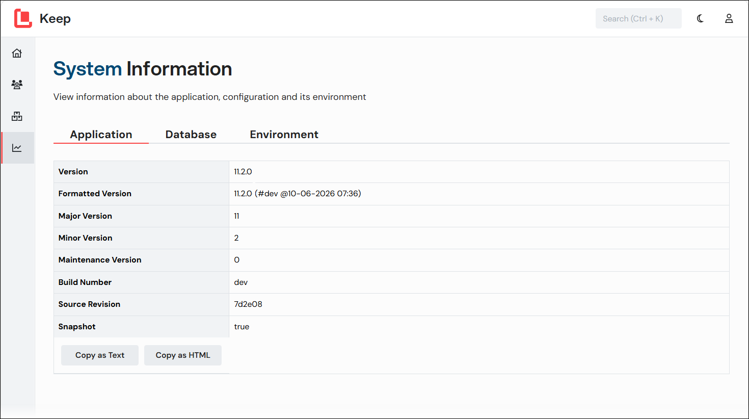 The System Information page.